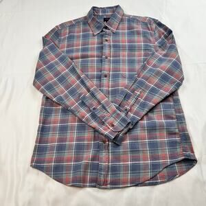 J.Crew Men’s Large Red Blue Plaid Flannel Button Down Shirt | EUC